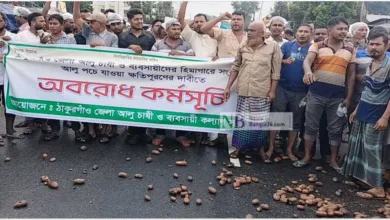 পচে যাওয়া আলু মহাসড়কে ঢেলে প্রতিবাদ ও ক্ষতিপূরণ দাবি